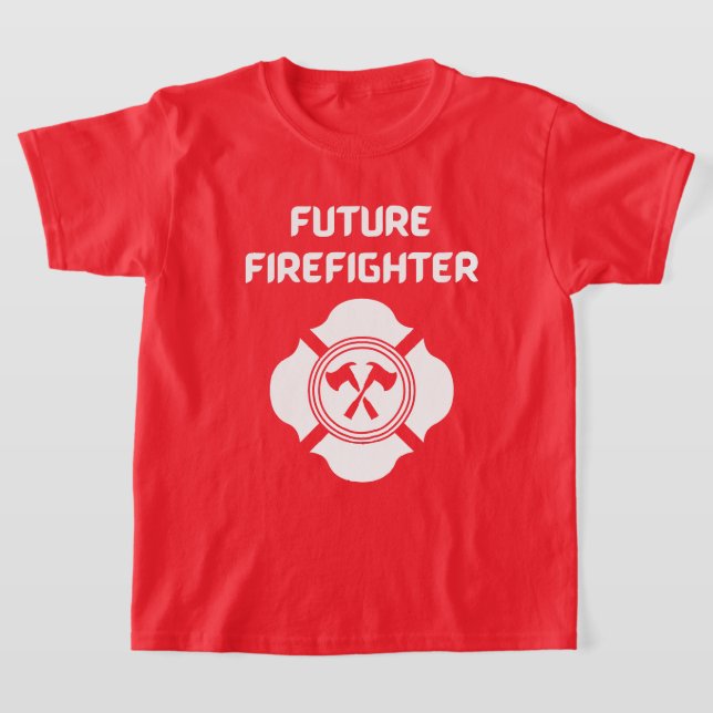 Future firefighter with fire department white text T-Shirt (Laydown)