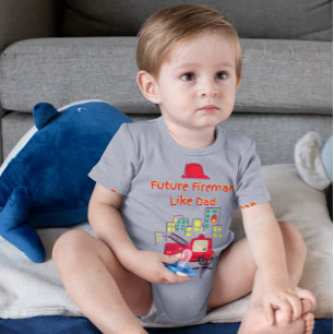 Future Fireman Like Dad Hand Drawn Baby Bodysuit