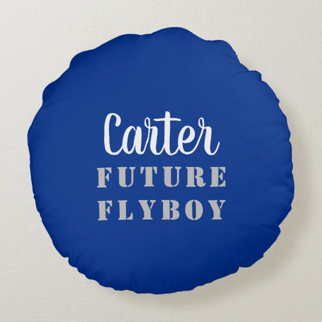 Future Flyboy Military Personalised Round Pillow (Back)