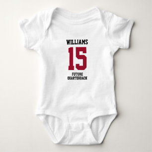 Future Football Player Dark Red Sports Theme Baby Bodysuit