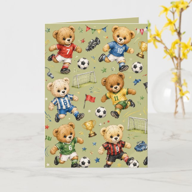 Future Footie Star Team Teddy Card (Yellow Flower)