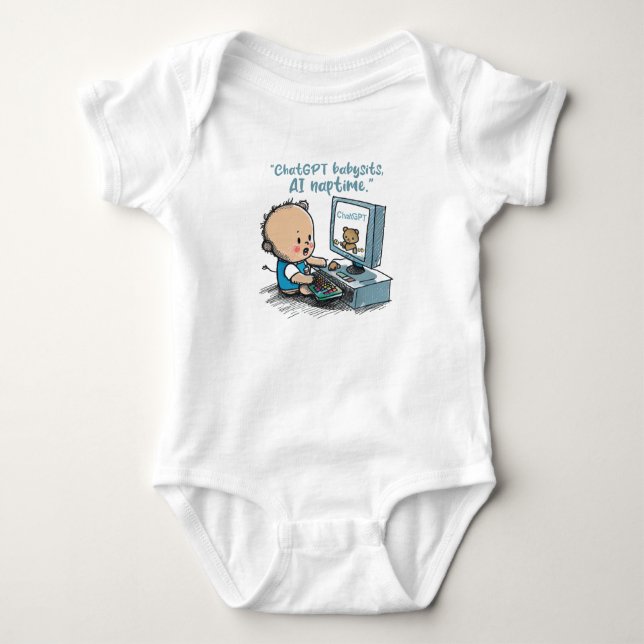 "Future Genius: AI Powered" Funny Baby Gifts Bodysuit (Front)