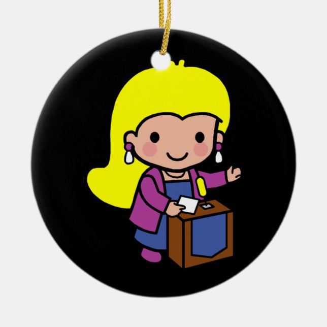 Future girl Politician / Speaker Ceramic Tree Decoration (Front)