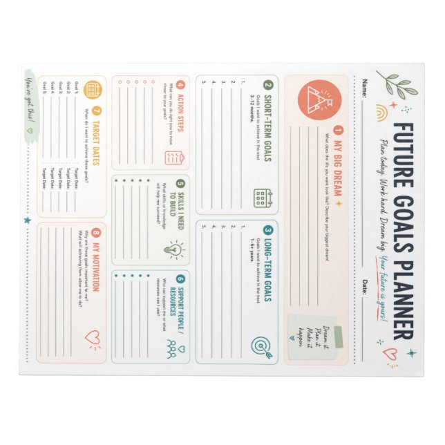 Future Goals Planner Notepad (Front)