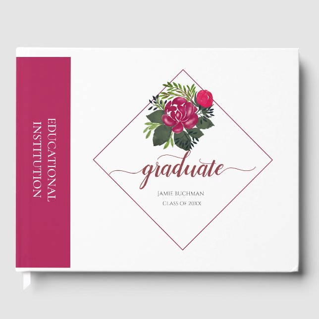Future Graduating Doctor Floral Trendy Script Guest Book (Front)