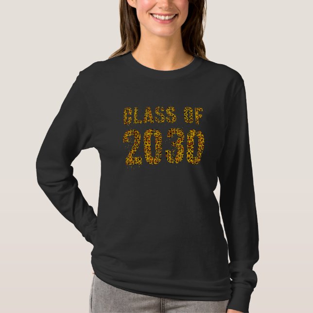 Future Graduation Class Of 2030 Leopard Print 5th  T-Shirt (Front)