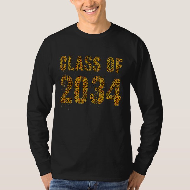 Future Graduation Class Of 2034 Leopard Print 1st  T-Shirt (Front)