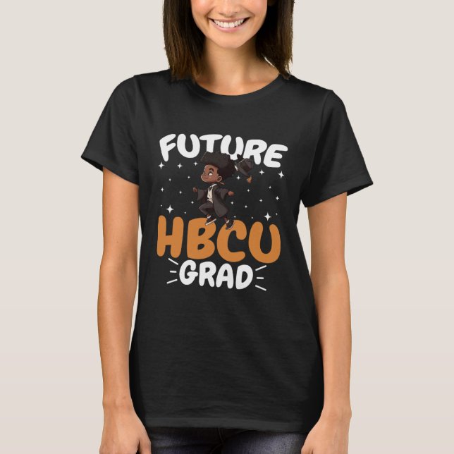 Future HBCU Grad History Black College Youth Black T-Shirt (Front)