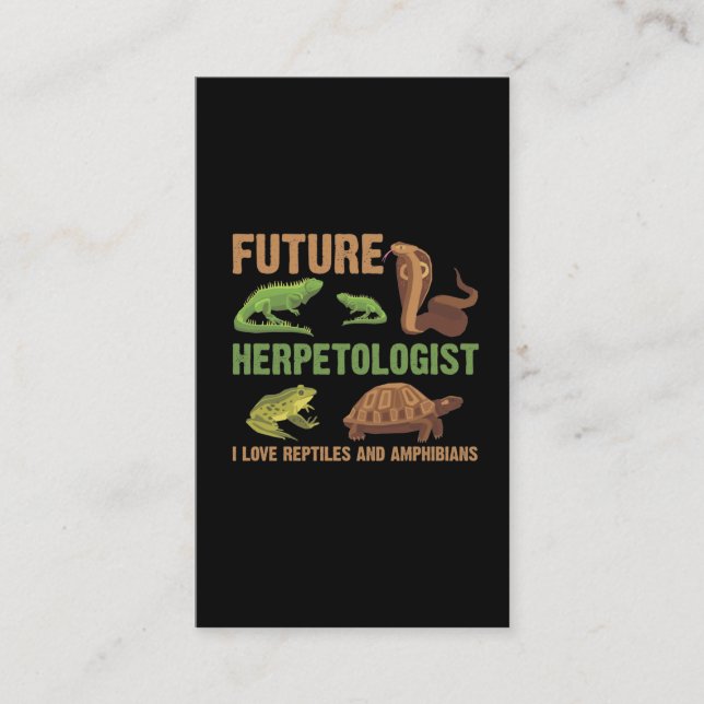 Future Herpetologist Reptile Amphibians Fan Kid Business Card (Front)