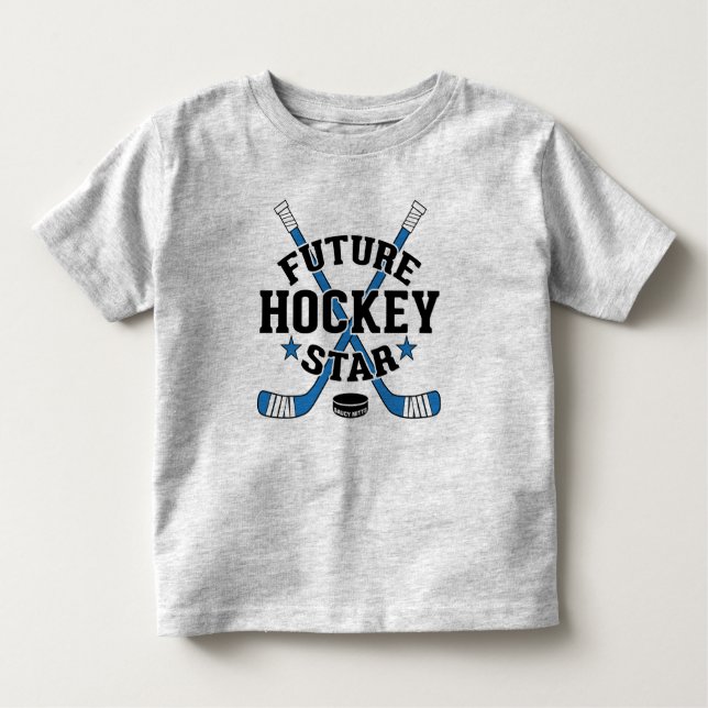 Future Hockey Star Player blue Hockey Sticks Puck Toddler T-Shirt (Front)