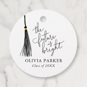 Future is Bright Black Tassel Grad Party Favour Tags