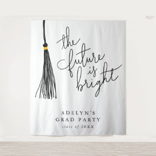 Future Is Bright Black Tassel Modern Tapestry