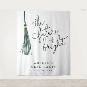Future Is Bright Green Tassel Modern Tapestry