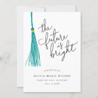 Future Is Bright Quote Teal Tassel Graduation