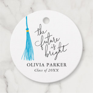 Future is Bright Sky Blue Tassel Grad Party Favour Tags