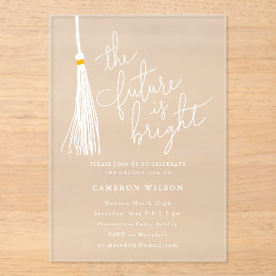 Future Is Bright White Tassel Graduation Party Acrylic Invitations