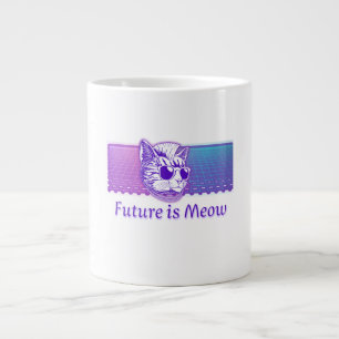 Future is Meow – Cyberpunk Neon Cat Large Coffee Mug