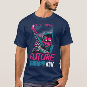 Future Is Now Cool Fun Retrowave Cartoon Samurai A T-Shirt