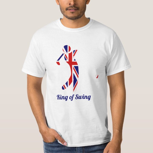 Future King of Swing | Union Jack Flag Golf Player T-Shirt (Front)