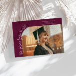 Future Looks Bright Cranberry Curved Photo Announcement<br><div class="desc">Modern and whimsical graduation announcement photo card featuring a photo on the front and 1 on the back. The text says "the future looks bright" in quirky hand writing. Add the graduate's name,  information,  and message to personalize this card. Cranberry.</div>
