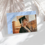 Future Looks Bright Icy Blue Curved Photo Announcement<br><div class="desc">Modern and whimsical graduation announcement photo card featuring a photo on the front and 1 on the back. The text says "the future looks bright" in quirky hand writing. Add the graduate's name,  information,  and message to personalize this card. Icy blue.</div>
