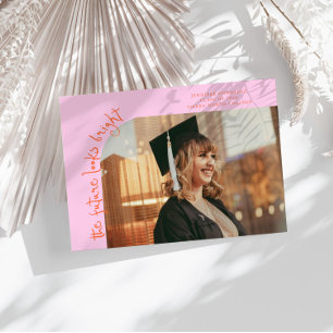 Future Looks Bright Orange Pink Curved Photo Announcement