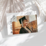 Future Looks Bright White Curved Photo Announcement<br><div class="desc">Modern and whimsical graduation announcement photo card featuring a photo on the front and 1 on the back. The text says "the future looks bright" in quirky hand writing. Add the graduate's name,  information,  and message to personalize this card. White.</div>