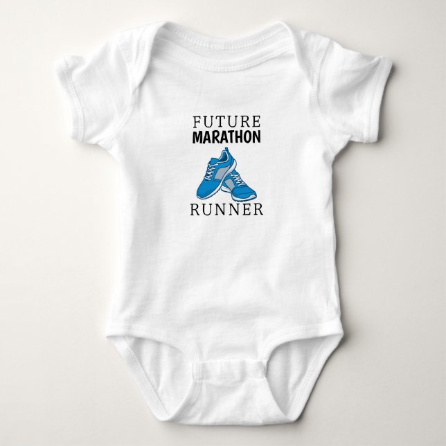 Future Marathon Runner Baby, Long Distance Running Baby Bodysuit (Front)