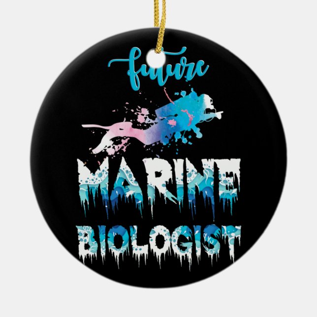Future Marine Biologist Ocean Student Biology Gift Ceramic Tree Decoration (Front)