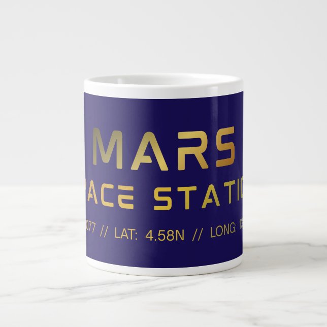 Future Mars Space Station graphic tee with sci‑fi  Large Coffee Mug (Front)