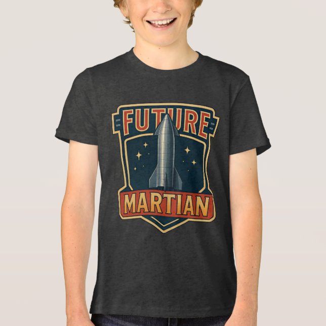 Future Martian Black Basic T-Shirt Tri-Blend Shirt (Front)