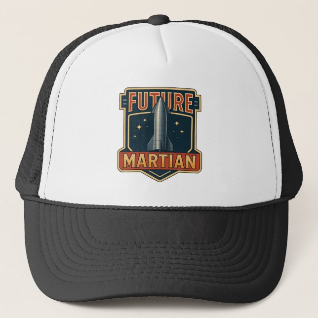 Future Martian Black Basic T-Shirt Trucker Hat (Front)