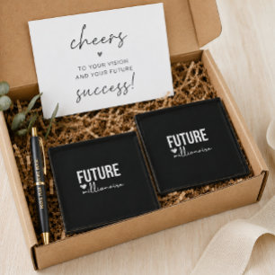 'Future Millionaire' Ambition Black & White Glass Coaster
