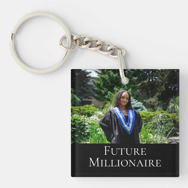 'Future Millionaire' Photo Template Graduation  Key Ring (Front)