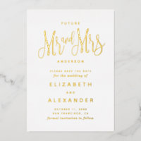 Future Mr and mrs. Elegant gold Save the Date