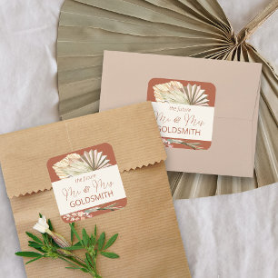 Future Mr and Mrs Terracotta Wedding Envelope Square Sticker