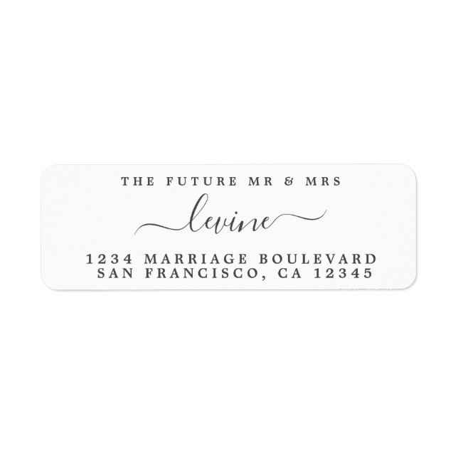 Future Mr Mrs Black White Wedding Return Address (Front)