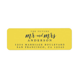 Future Mr Mrs Bright Yellow Wedding Return Address