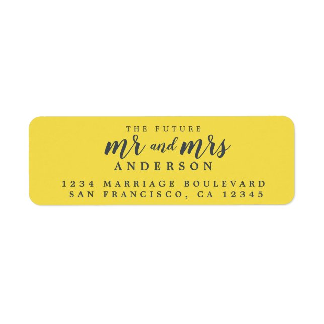 Future Mr Mrs Bright Yellow Wedding Return Address (Front)