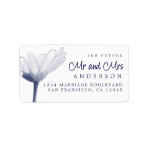 Future Mr Mrs Dark Blue Floral Return Address Label