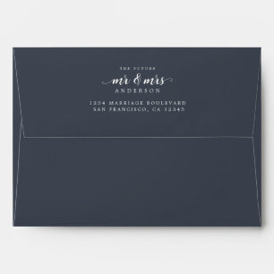 Future Mr Mrs Dark Blue Return Address Envelope