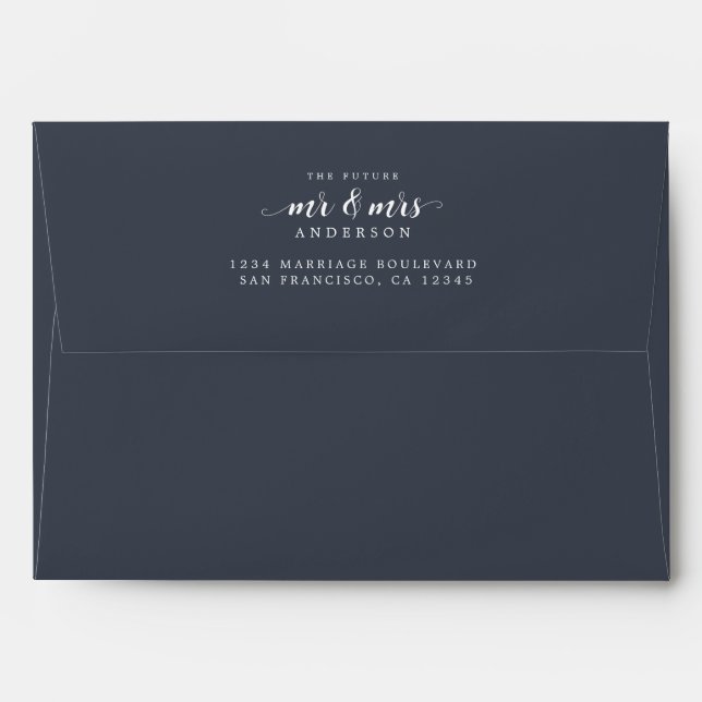 Future Mr Mrs Dark Blue Return Address Envelope (Back (Top Flap))