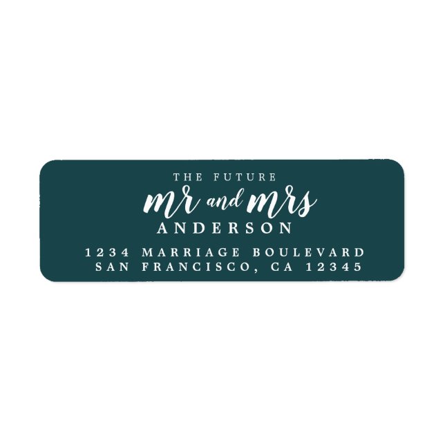 Future Mr Mrs Deep Teal Wedding Return Address (Front)