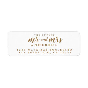 Future Mr Mrs Gold Ink Script Return Address
