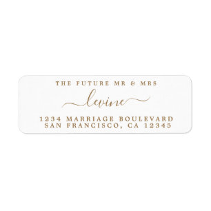 Future Mr Mrs Gold Script Wedding Return Address
