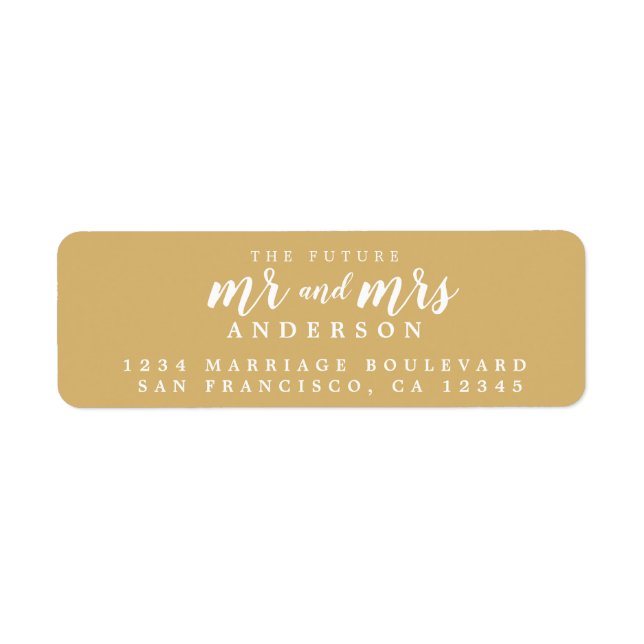Future Mr Mrs Gold Yellow Wedding Return Address (Front)