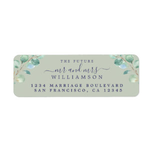 Future Mr Mrs Green Foliage Wedding Return Address