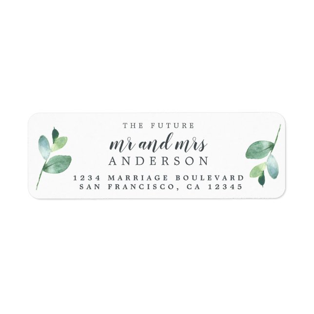 Future Mr Mrs Green Foliage Wedding Return Address (Front)