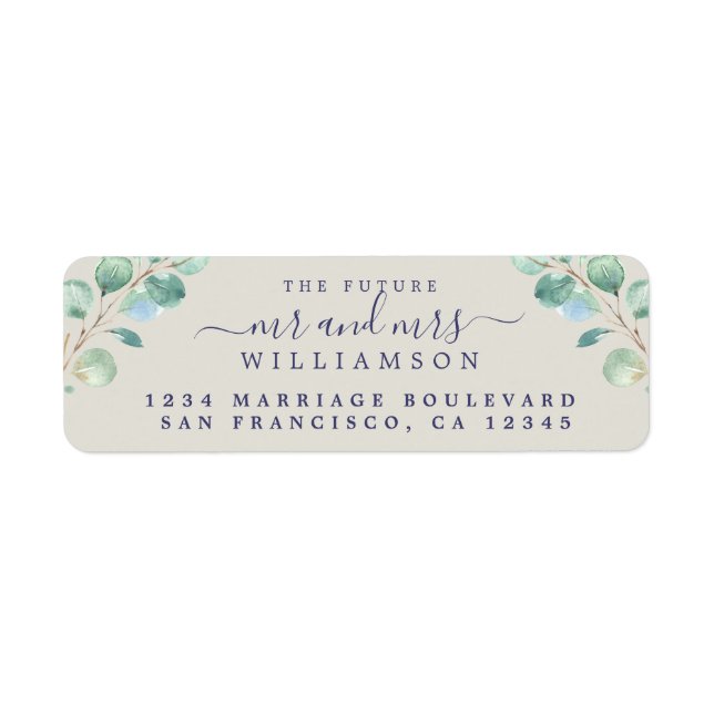 Future Mr Mrs Green Foliage Wedding Return Address (Front)