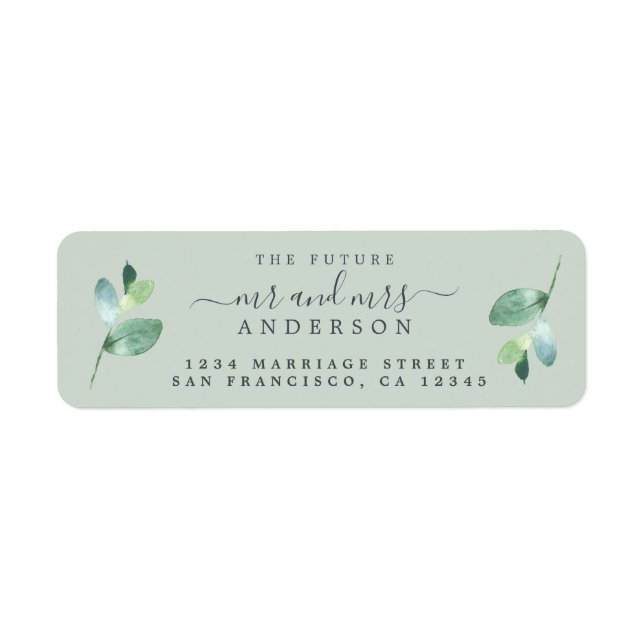Future Mr Mrs Green Foliage Wedding Return Address (Front)
